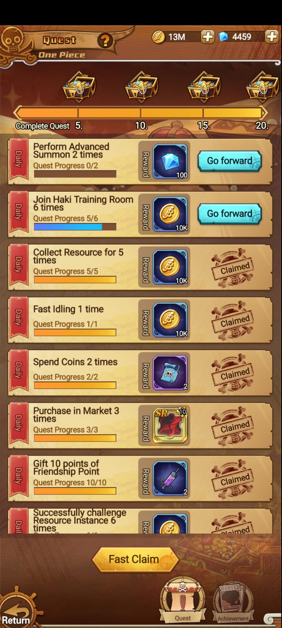 Checklist diario Over Pirate