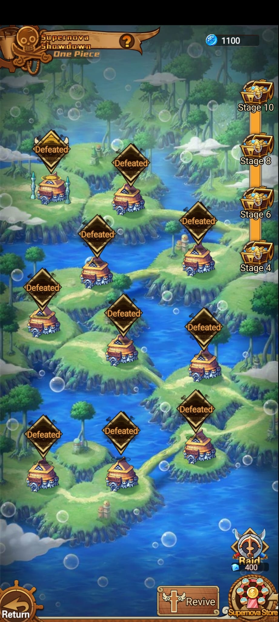 Supernova Showdown mapa de stages