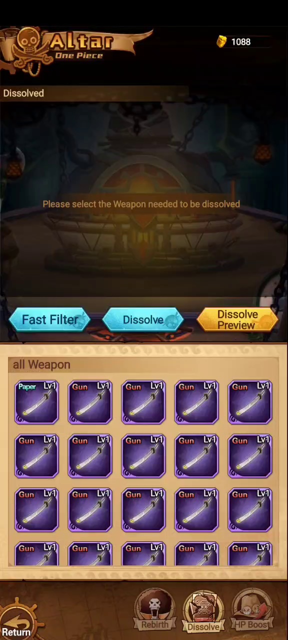 Weapon dissolve